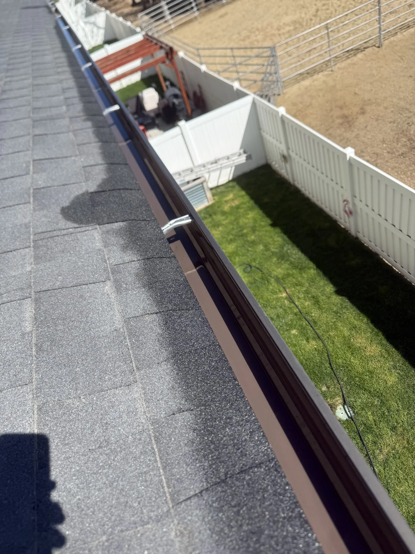 Freshly Cleaned Brown Gutter